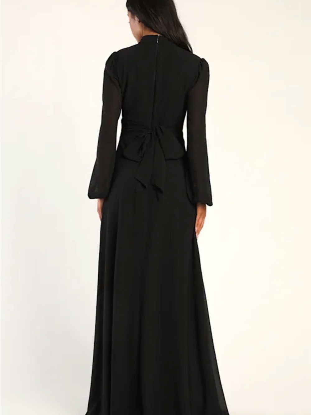 Lulu's Black Maxi Dress with Keyhole Neckline and High Side Slit - Picture 2 of 10